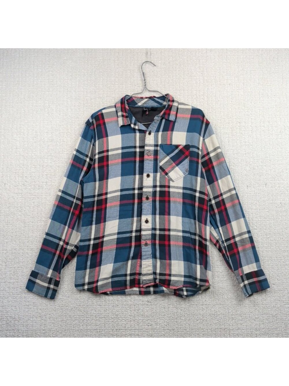 Element Flannel Shirt Blue Red Plaid Long Sleeve Button Up Men Sz S Skater 2000